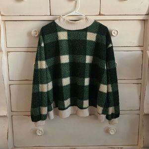 Anthropologie Green Sherpa Pullover Sweater